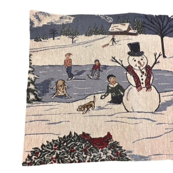 Lot Of 4 Winter Scene Snowman Placemats Cardinal Ice Skating Dogs Sledding EUC - Picture 2 of 6